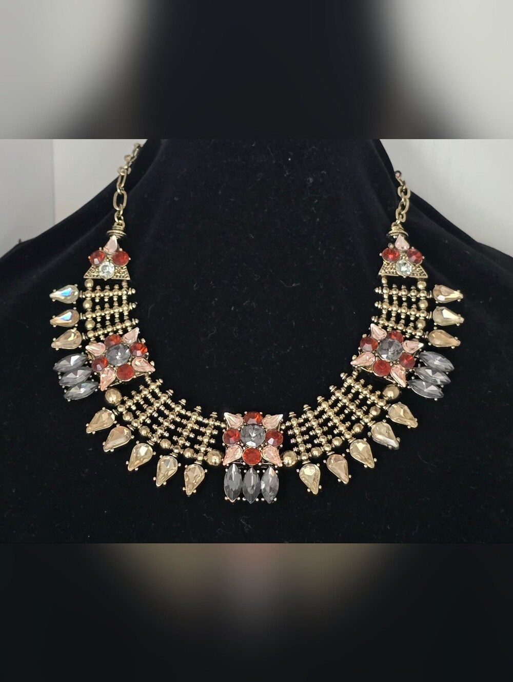 Statement Multi-Color Crystal Bib Necklace - Women Jewelry